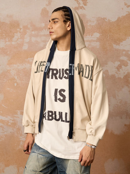 Original Contrast Color Zip Up Hoodie