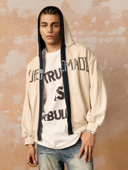 Original Contrast Color Zip Up Hoodie