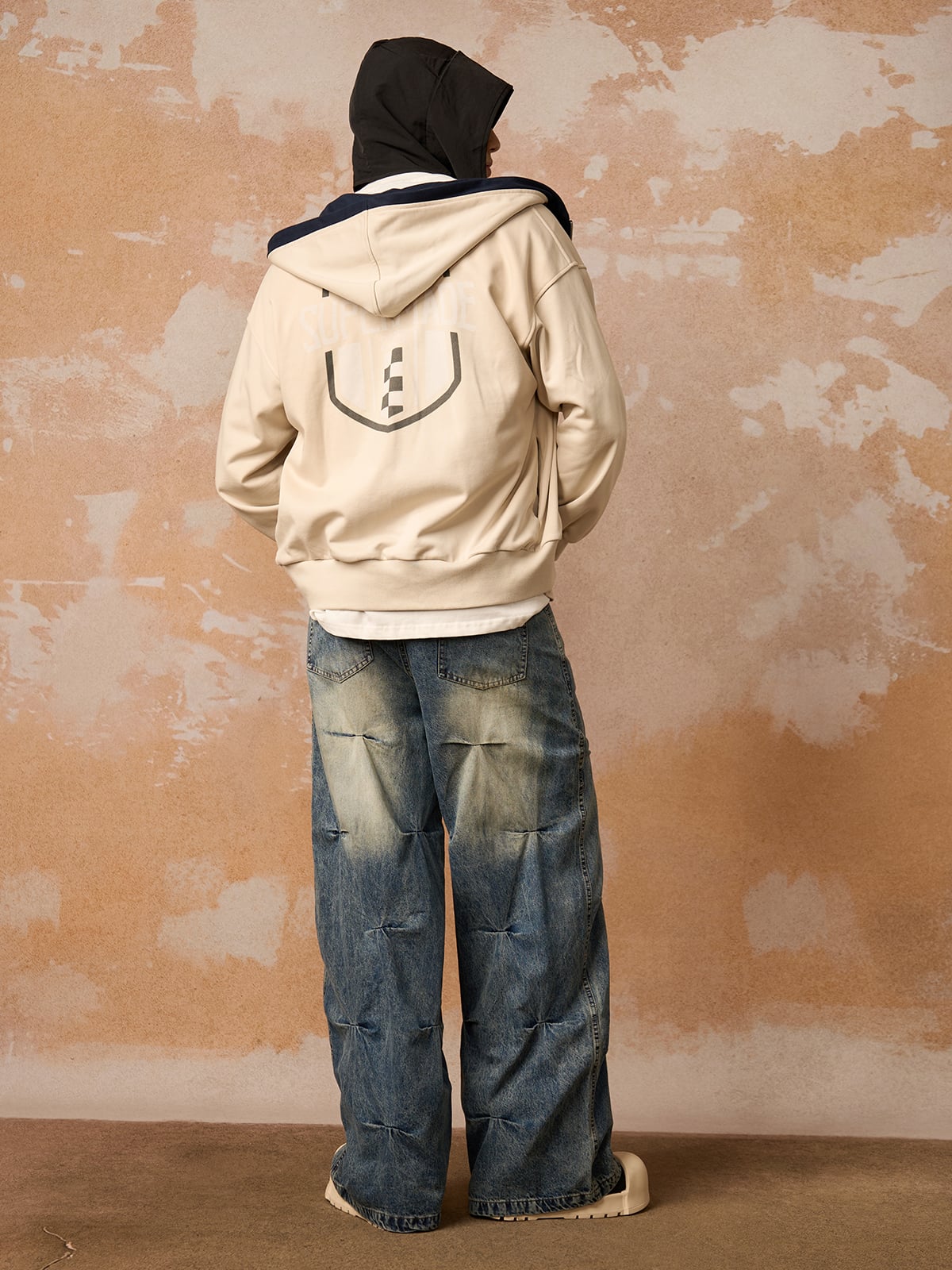 Original Contrast Color Zip Up Hoodie