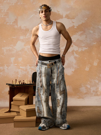 RO Style Washed Barrel Jeans