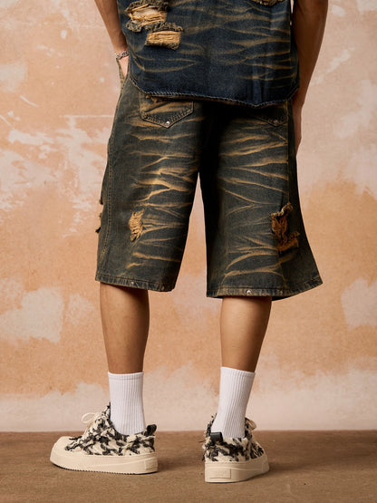 Distressed Washed Distressed Denim Set