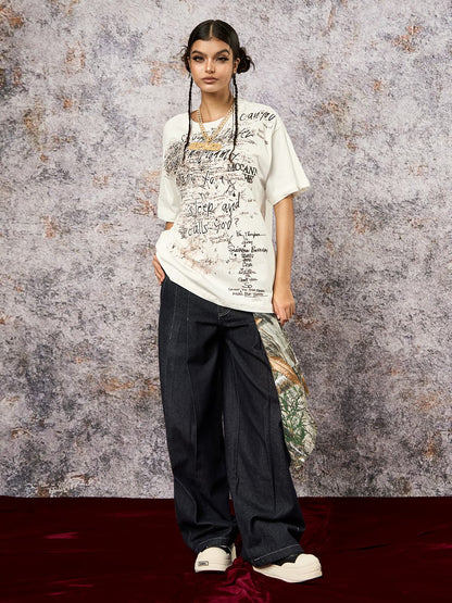 Graffiti Letter Print Oversized T-Shirt