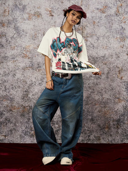 Dirty Dye Baggy Barrel Jeans