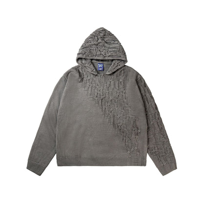 Asymmetric Irregular Knitted Sweater Hoodie