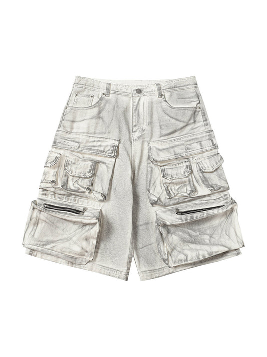 Distressed Multi-Pocket Cargo Shorts