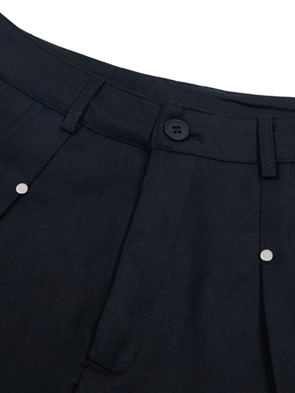 Street Retro Pleated Rivet Shorts