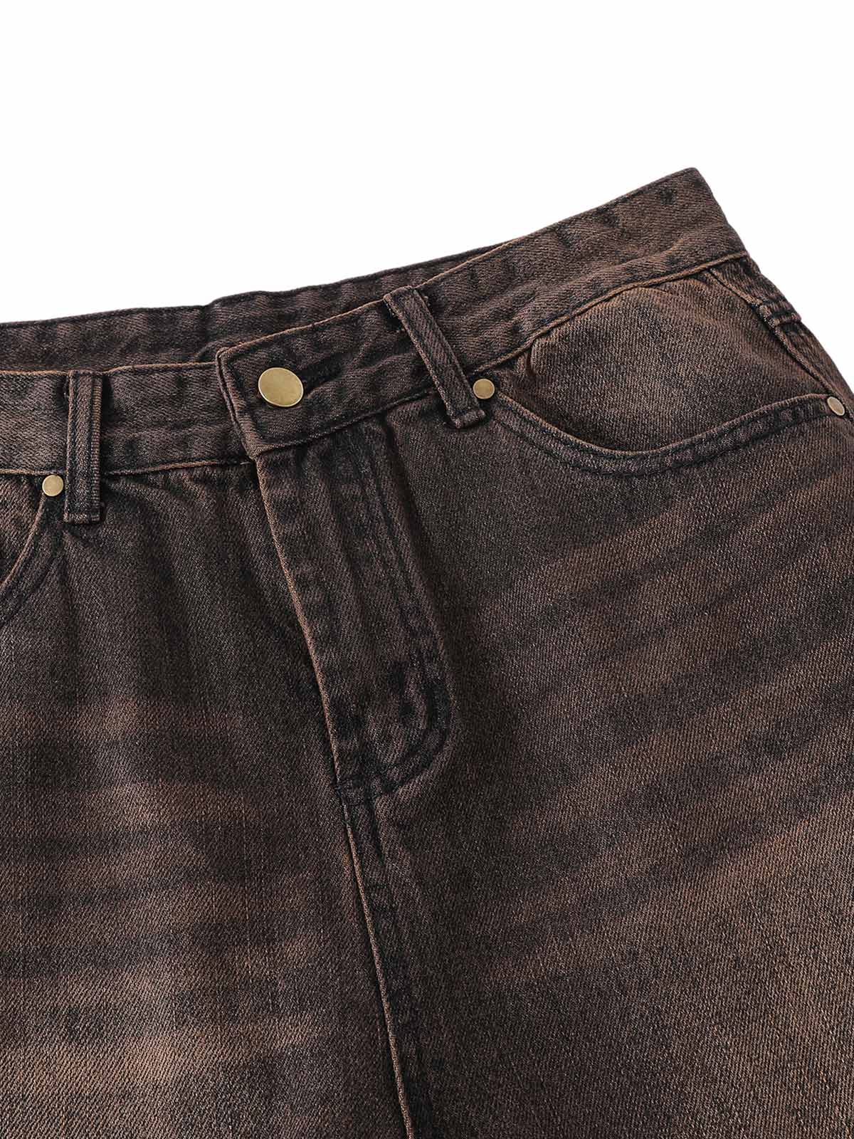 Distressed Washed Denim Cropped Jorts