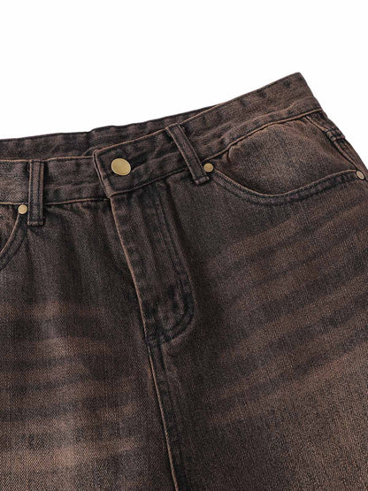 Distressed Washed Denim Cropped Jorts