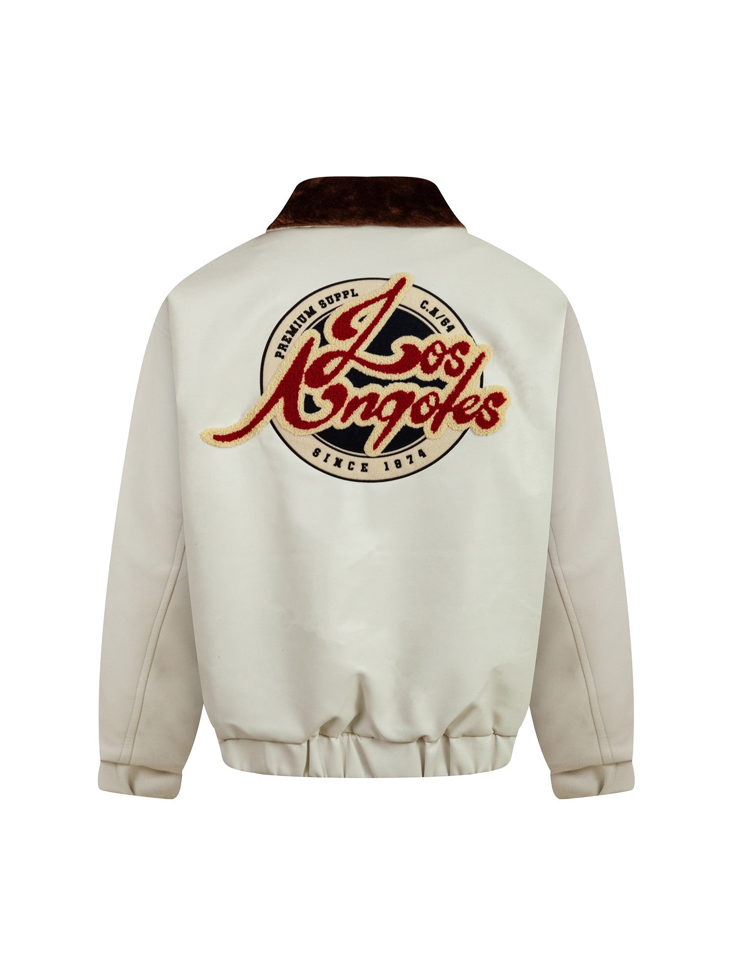 Thesupermade Embroidered Fur Collar PU leather Quilted Jacket - 2272