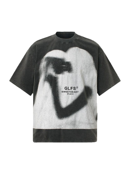 Abstract “KISS” Graphics T-Shirt