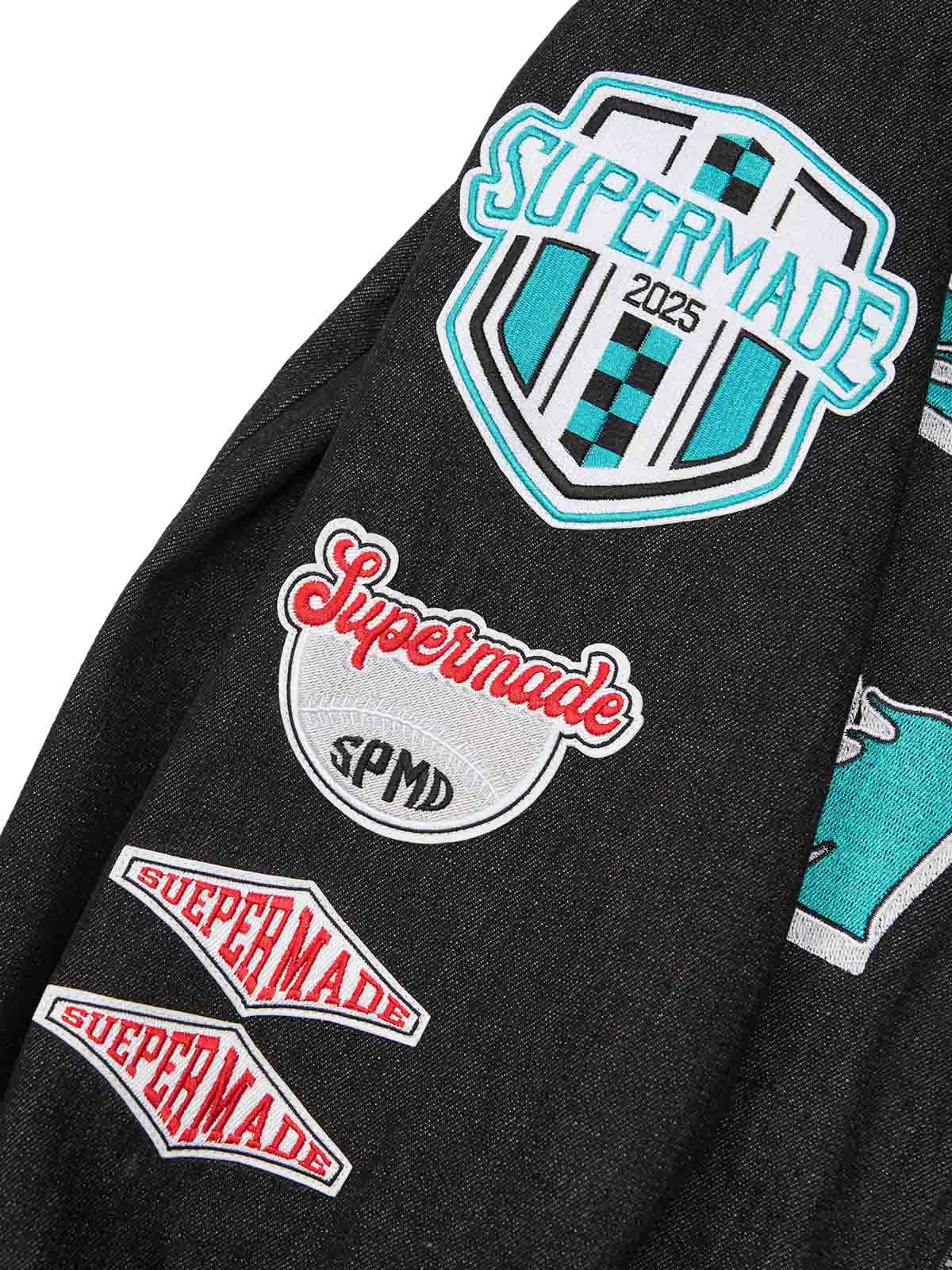 Original Embroidered Patch Flame Design Bomber Jacket