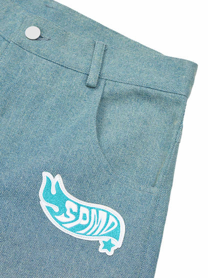 Original Street Embroidered Patch Denim Shorts