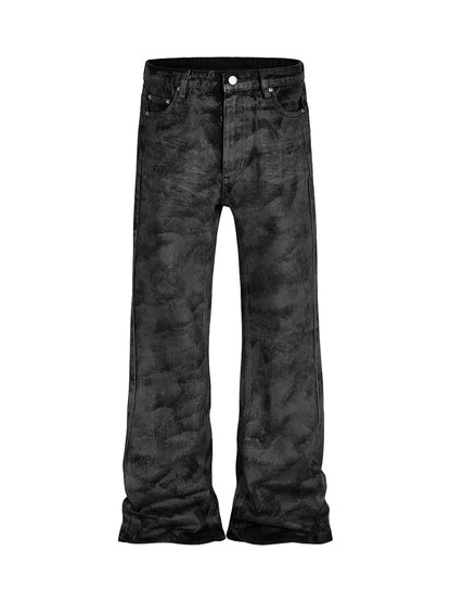 Retro Hand-Brushed Glitter Flare Jeans