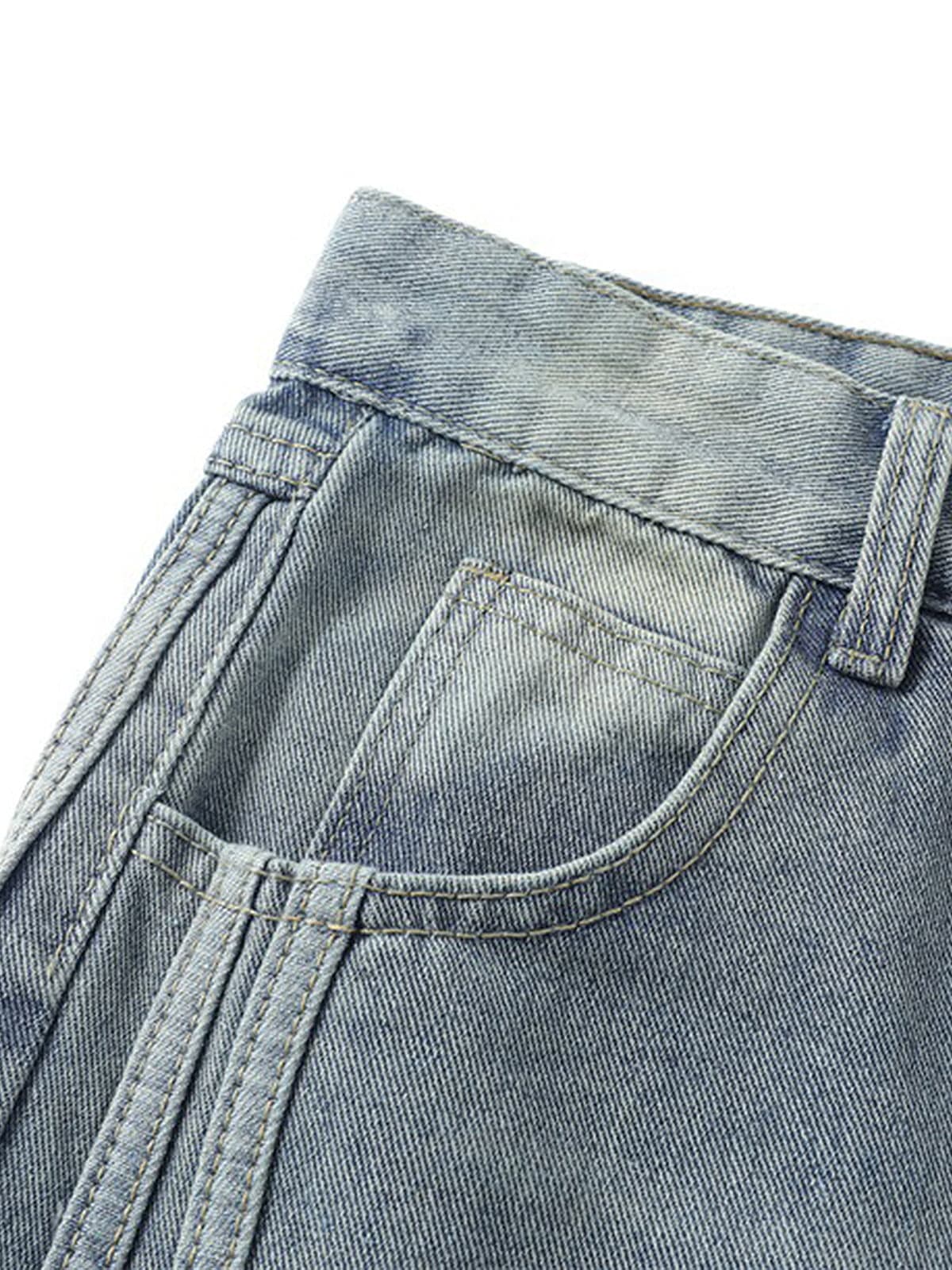 Distressed Raw Edge Baggy Jeans