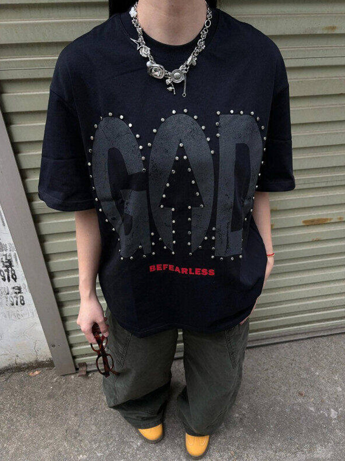 "BEFEARLESS" Print Slogan T-Shirt
