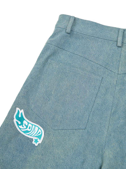 Original Street Embroidered Patch Denim Shorts