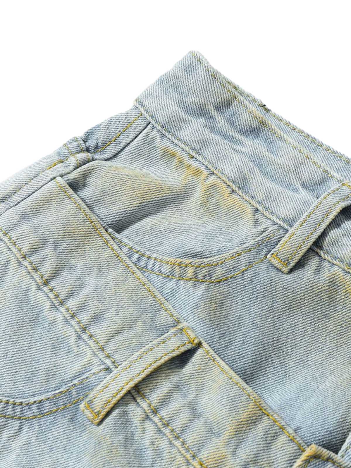 Distressed Tie-Dye Denim Shorts
