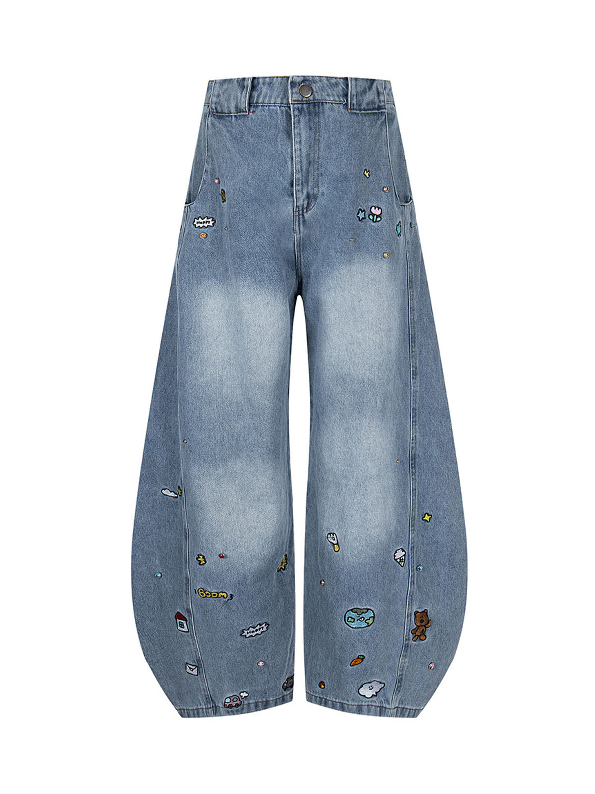 Fun Embroidered Barrel Jeans