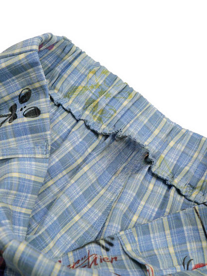 Fun Floral and Fruit Prints Plaid Pants