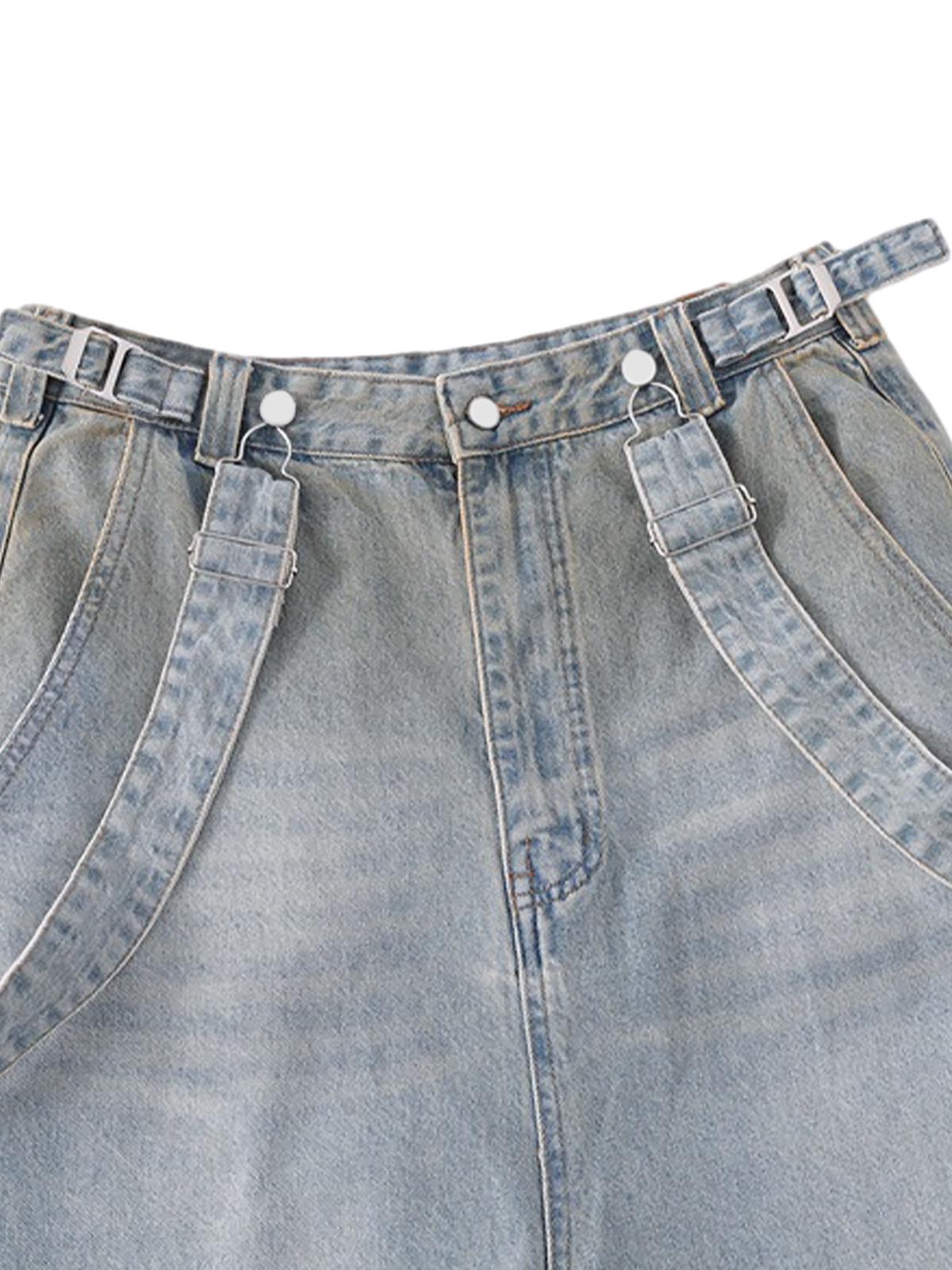 Distressed Washed Detachable Jeans