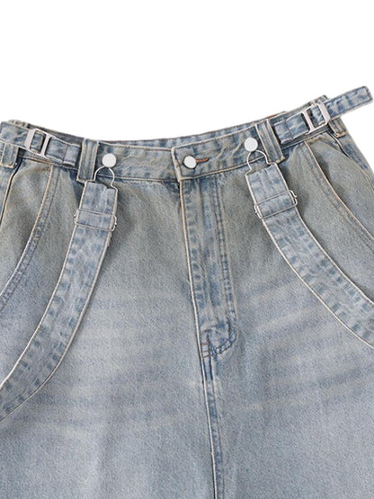 Distressed Washed Detachable Jeans