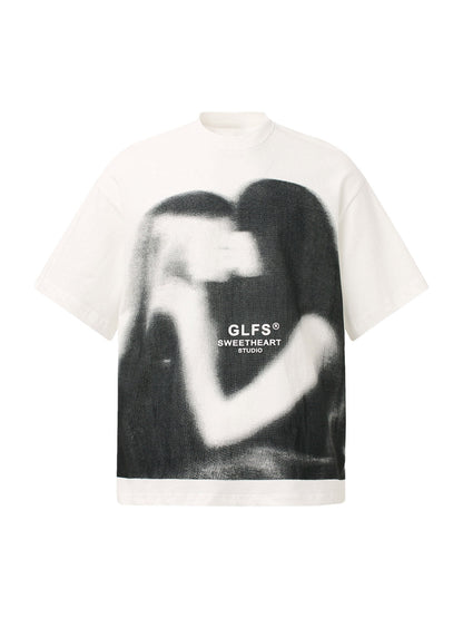 Abstract “KISS” Graphics T-Shirt