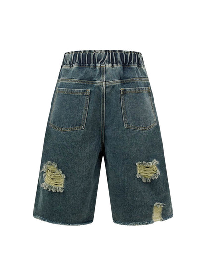 Distressed Cargo Denim Shorts - 2378