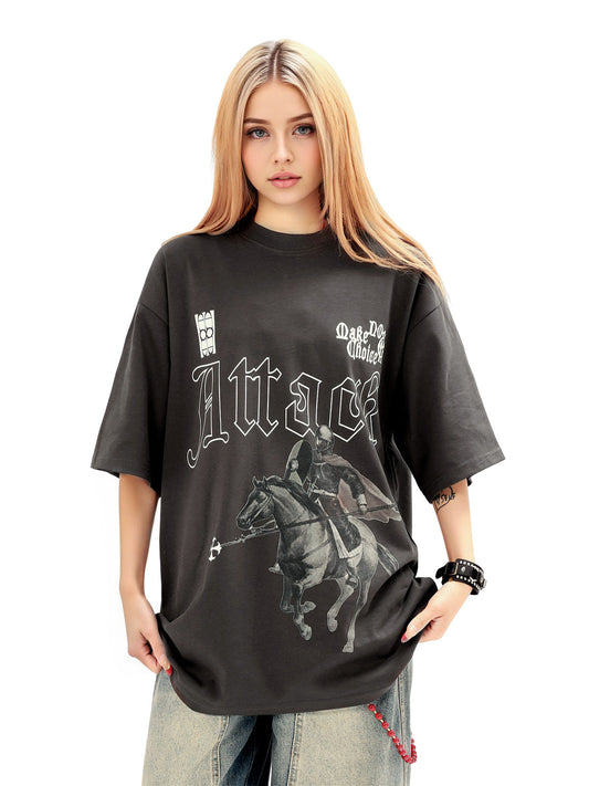 Retro Oil Painting Print T-shirt