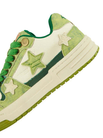 Avocado Green Star Chunky Sneakers