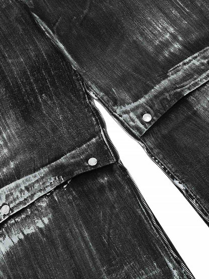 Street Batik Deconstructed Split Jeans