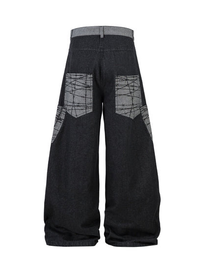 Patch Pocket Baggy Jeans