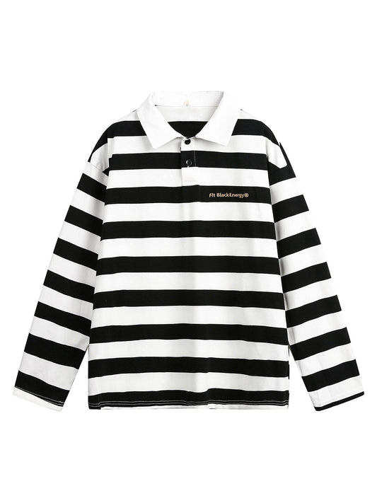 Striped Detachable Fur Collar Long-Sleeve T-shirt - 2397