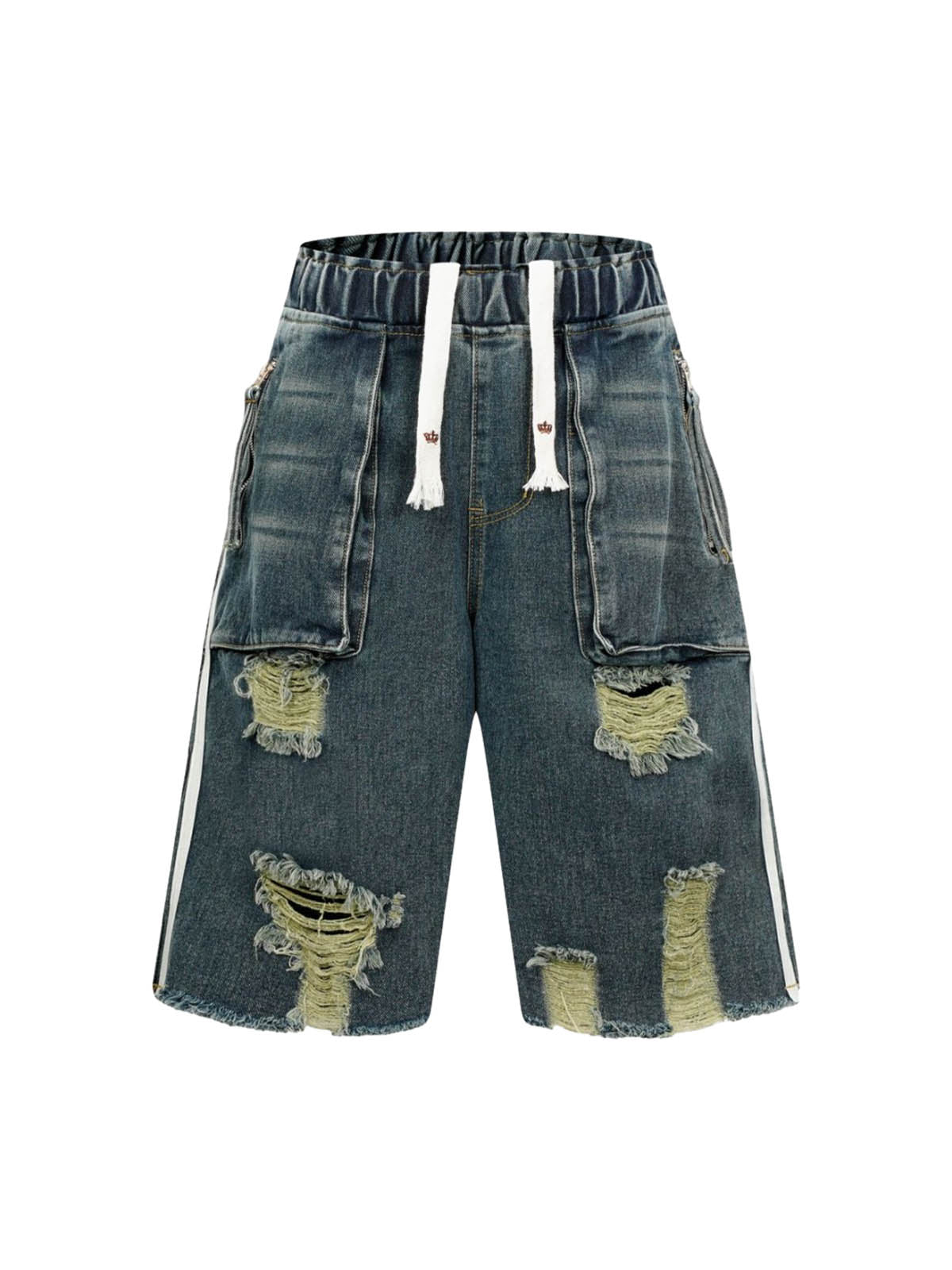Distressed Cargo Denim Shorts - 2378