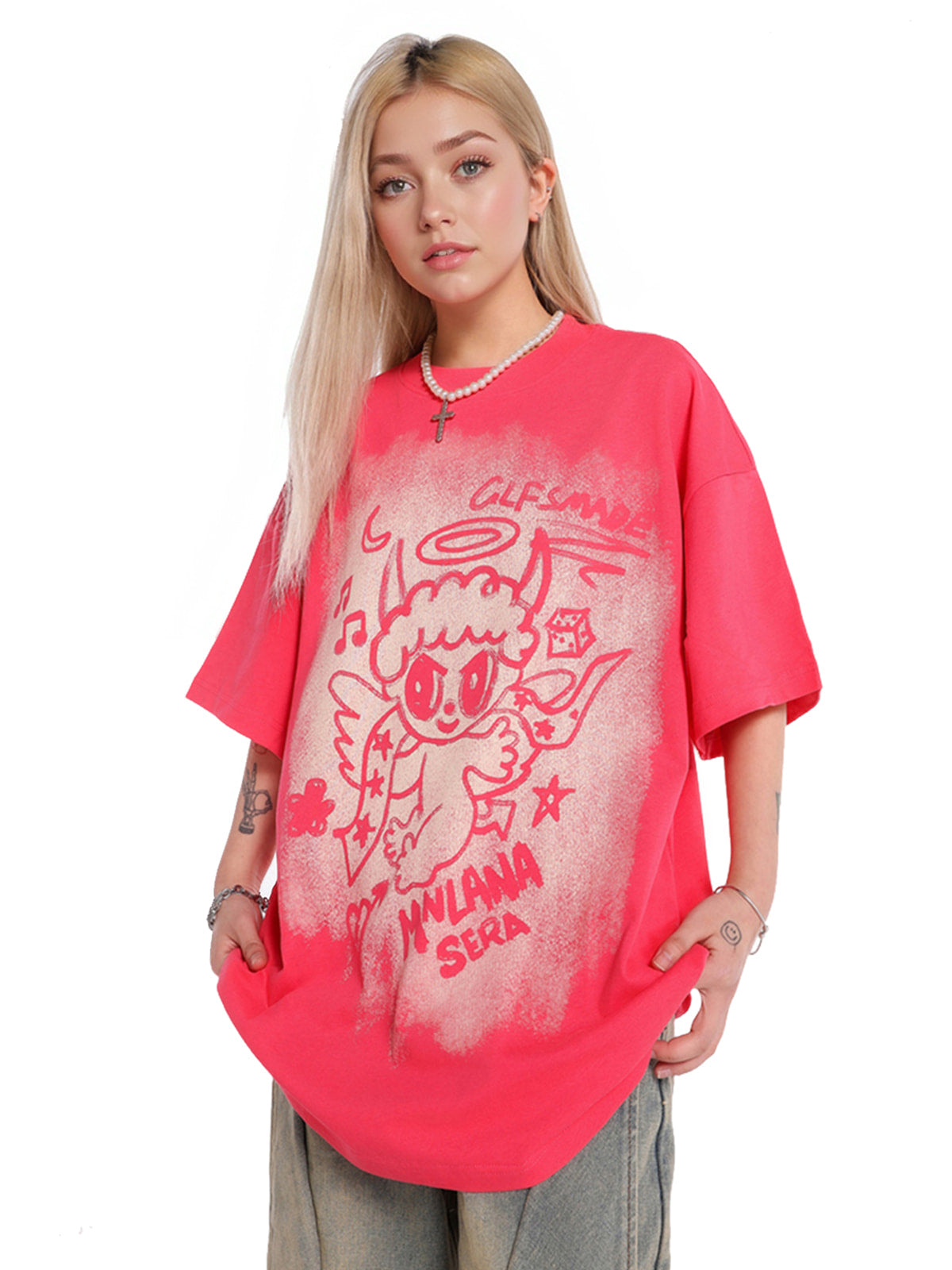 Oversized Angel Graphic T-Shirt