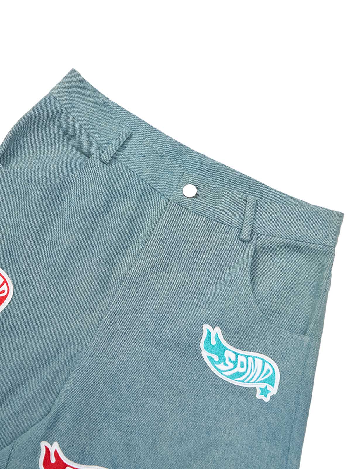 Original Street Embroidered Patch Denim Shorts