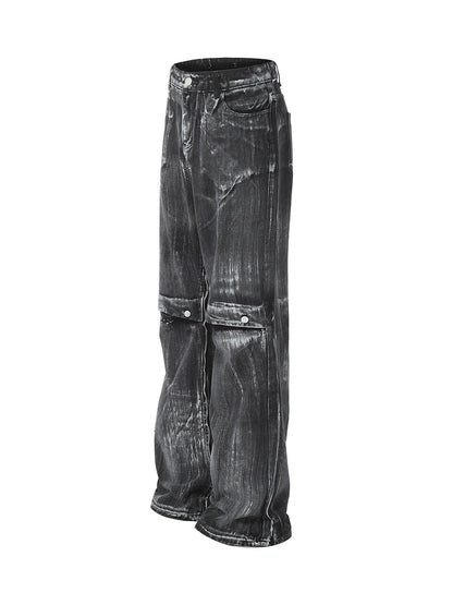 Street Batik Deconstructed Split Jeans