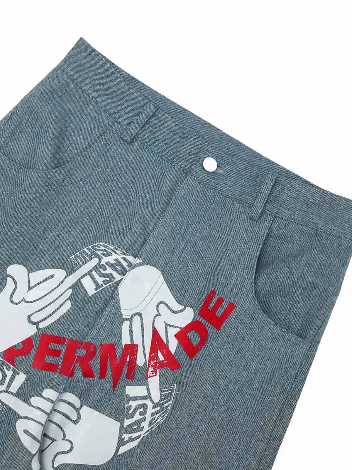 Original Gesture Print Baggy Jeans