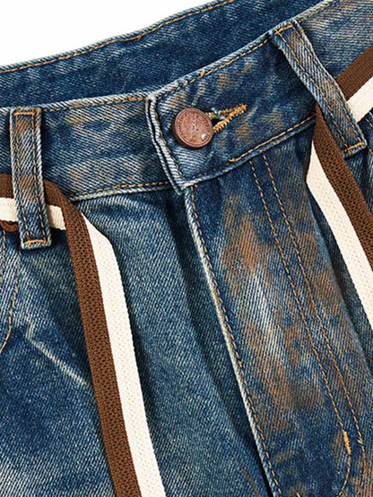 Retro Ink-Splashed Ripped Jeans