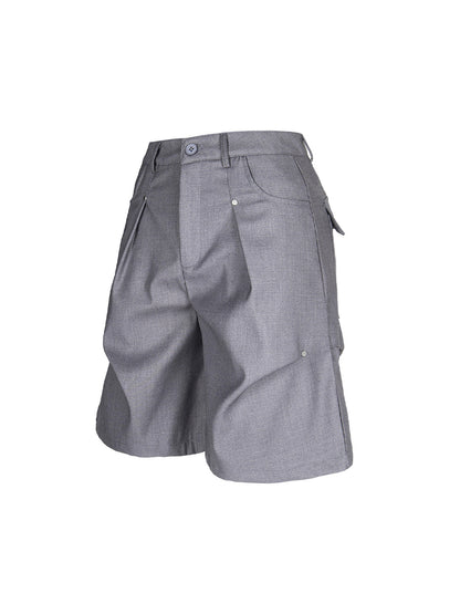 Street Retro Pleated Rivet Shorts