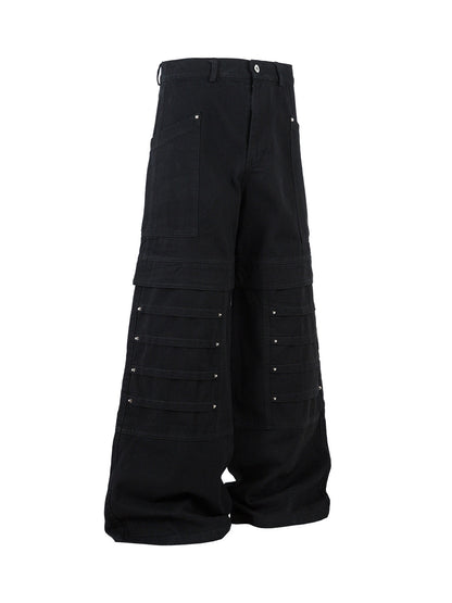 Deconstructed Split Rivet Cargo Jeans