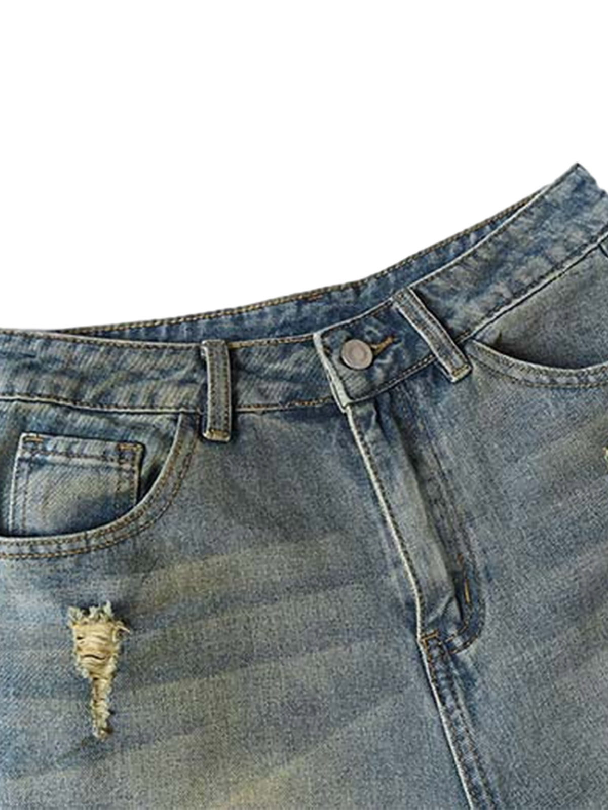 Washed Distressed Spray-Painted Ripped Jorts