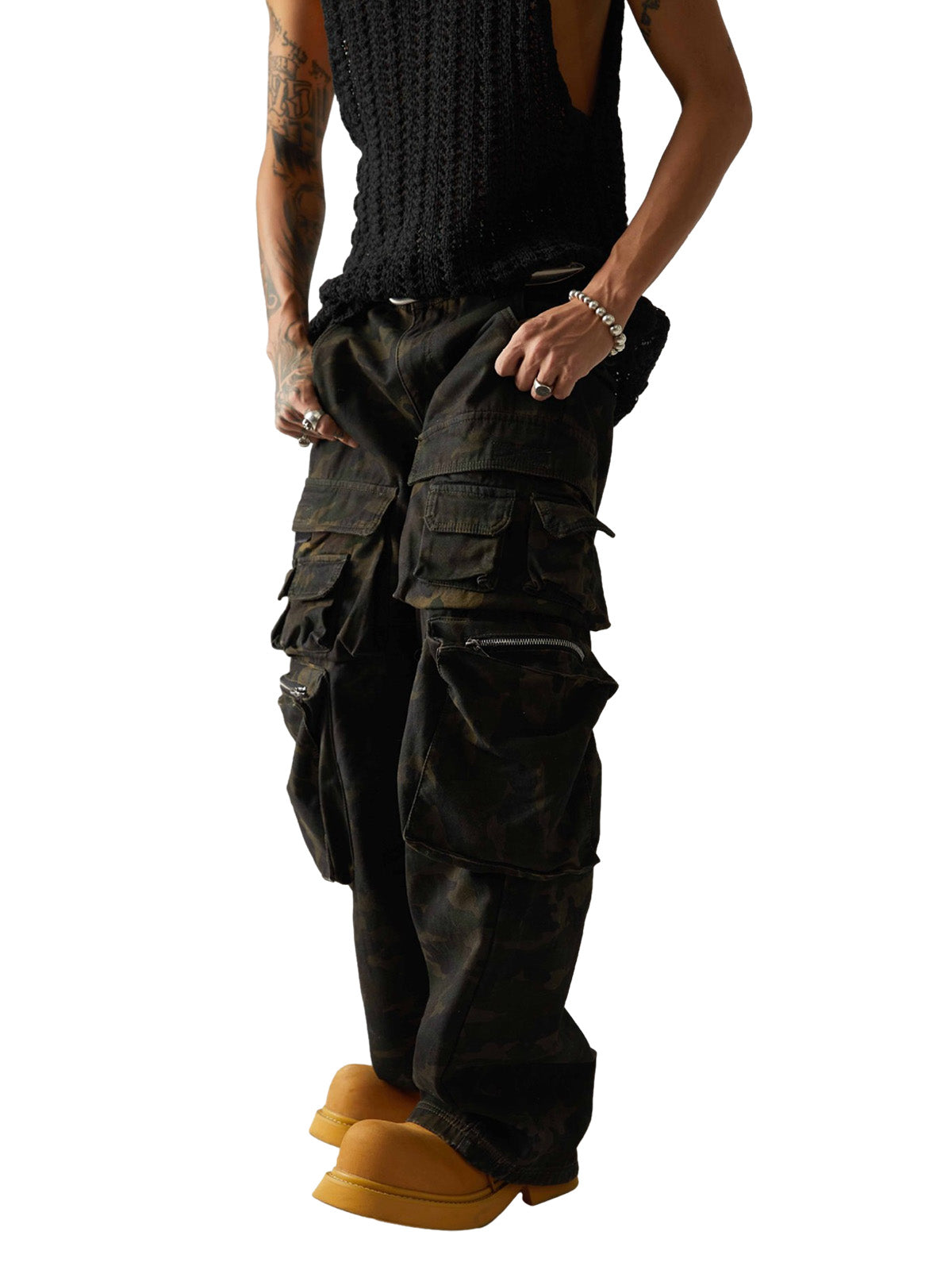 Wasteland Style Camouflage Baggy Cargo Pants - 2384