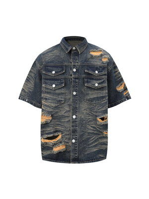 Distressed Washed Distressed Denim Set