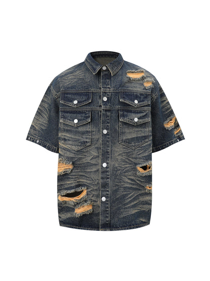 Distressed Washed Distressed Denim Set
