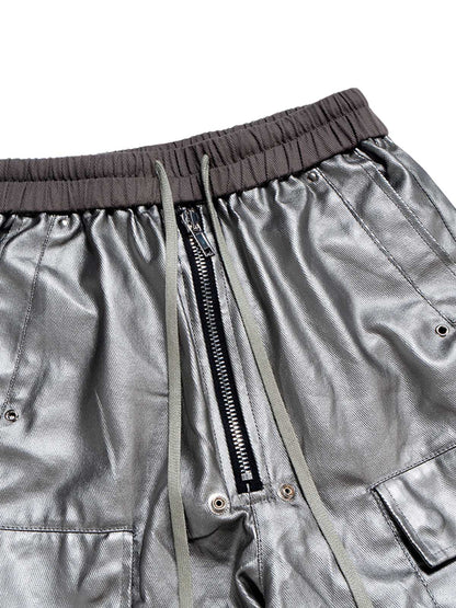 RO Style Matte Coated Leather Baggy Trousers - 2339