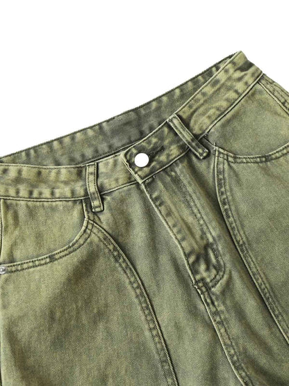 Washed Distressed Ripped Barrel Jeans