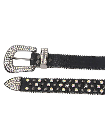 Punk Style Metal Hotfix Rhinestone Belt