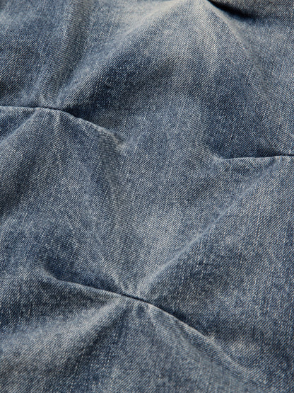 Distressed Washed Pleated Jeans