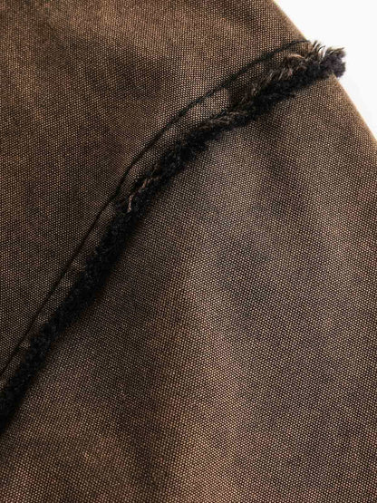 Distressed Washed Rivet Hooded Denim Sweatshirt