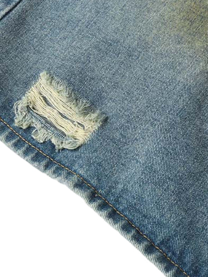 Washed Distressed Spray-Painted Ripped Jorts